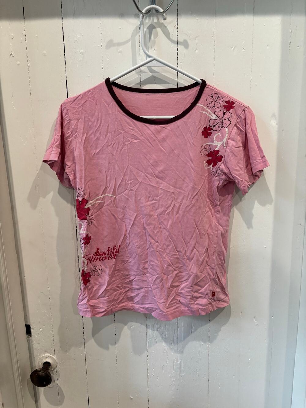 “Beautiful Flower” Kids’ Girls’ Floral Short Sleeve Shirt size large